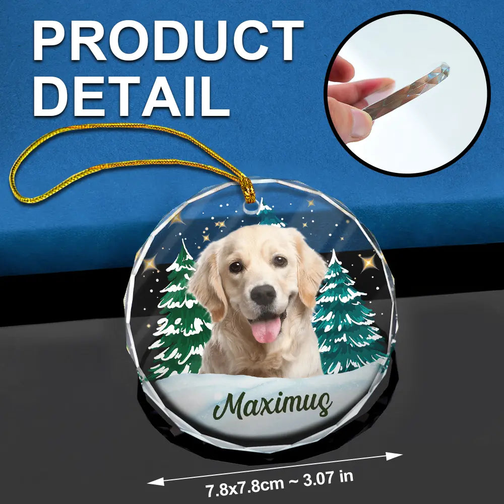 Custom Photo Pet Face Christmas Trees - Personalized Combo Circle Glass Ornament ORNA1210