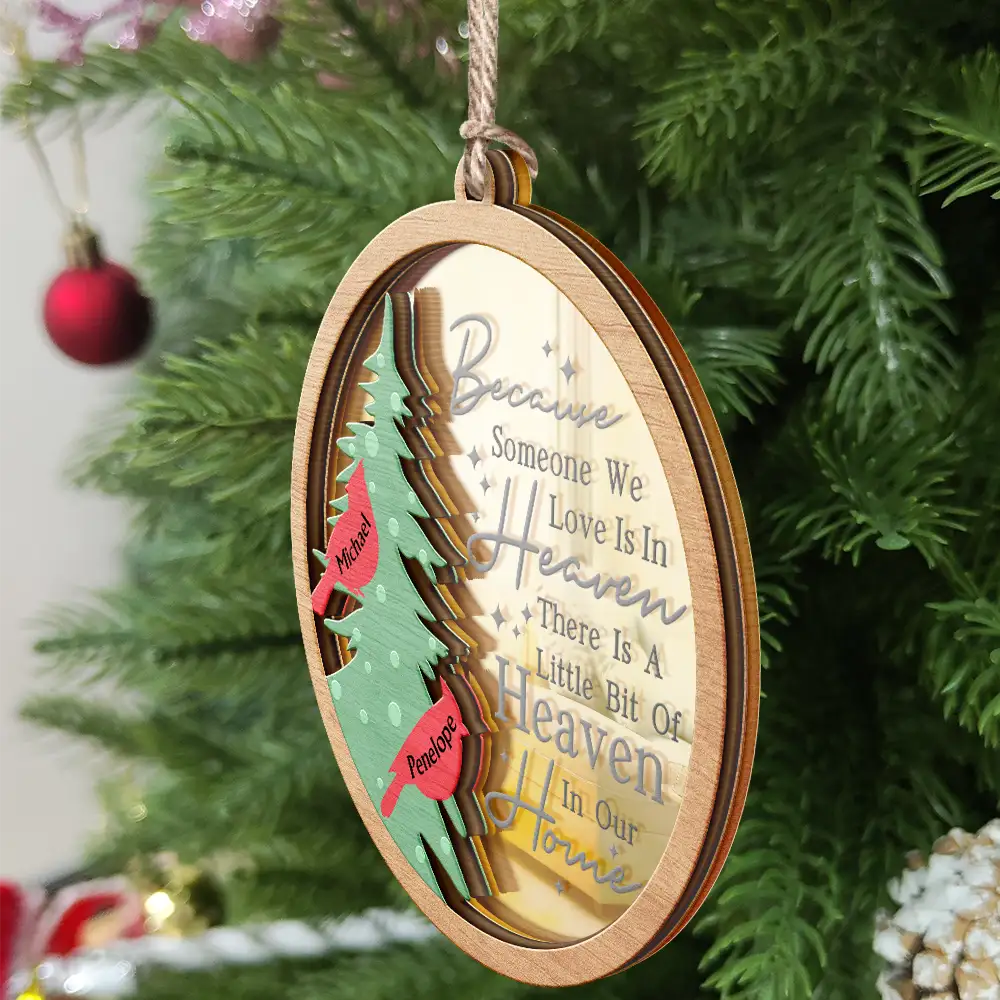 A Little Bit Of Heaven In Our Home Family Memorial - Personalized Mirror Ornament ORNA1210