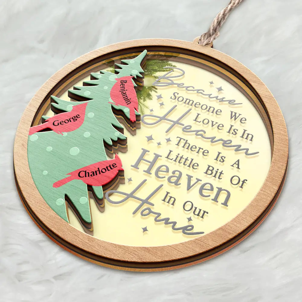 A Little Bit Of Heaven In Our Home Family Memorial - Personalized Mirror Ornament ORNA1210