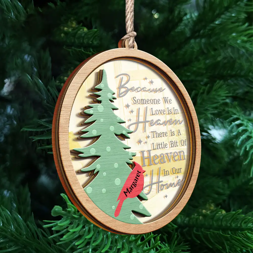 A Little Bit Of Heaven In Our Home Family Memorial - Personalized Mirror Ornament ORNA1210