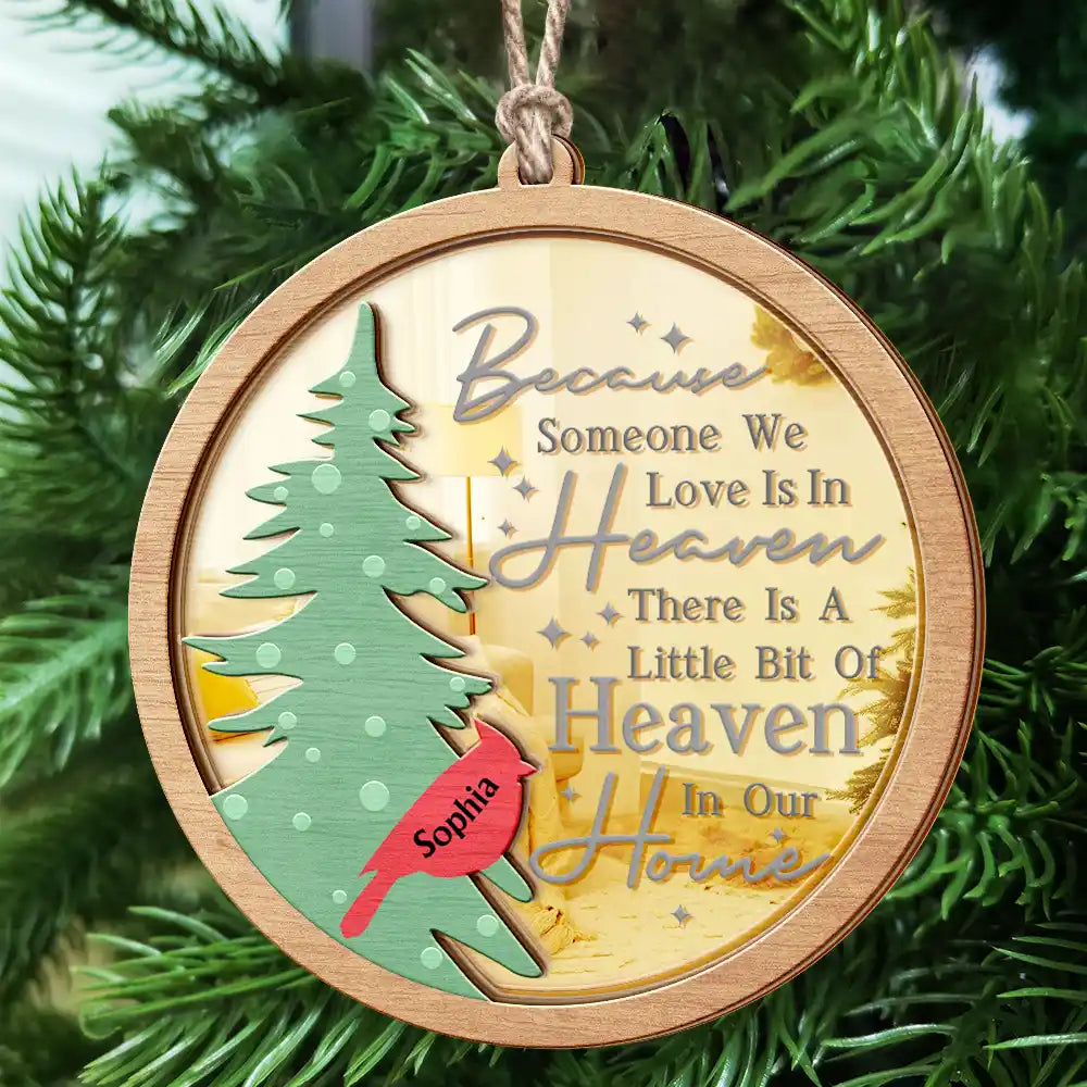 A Little Bit Of Heaven In Our Home Family Memorial - Personalized Mirror Ornament ORNA1210