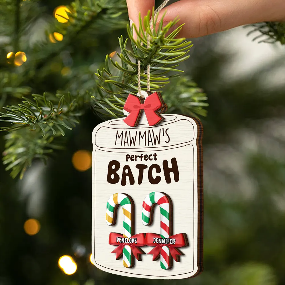 Grandma Grandpa Mom Dad Little Sweeties Candy Canes - Personalized 2-Layered Wooden Ornament ORNA1210