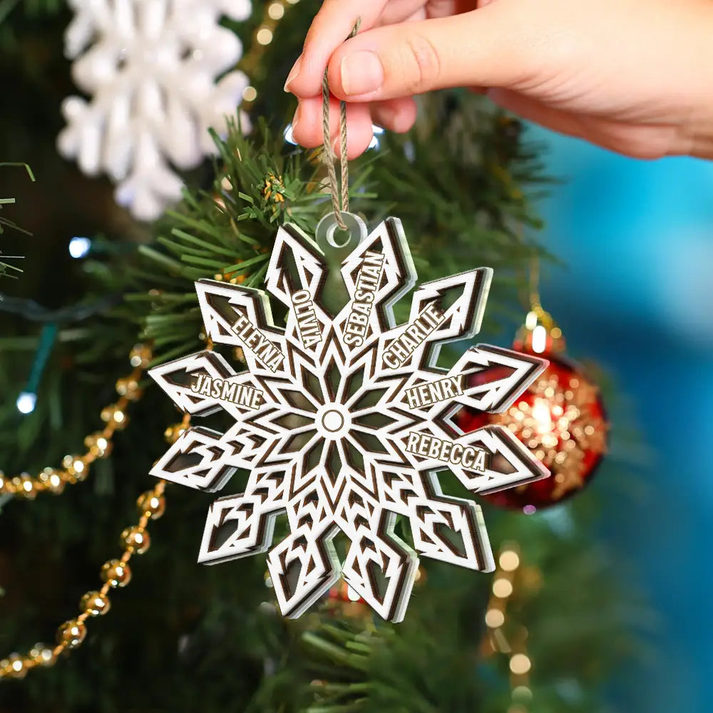 Snowflake Family Custom Names - Personalized 2-Layered Mix Ornament ORNA1210