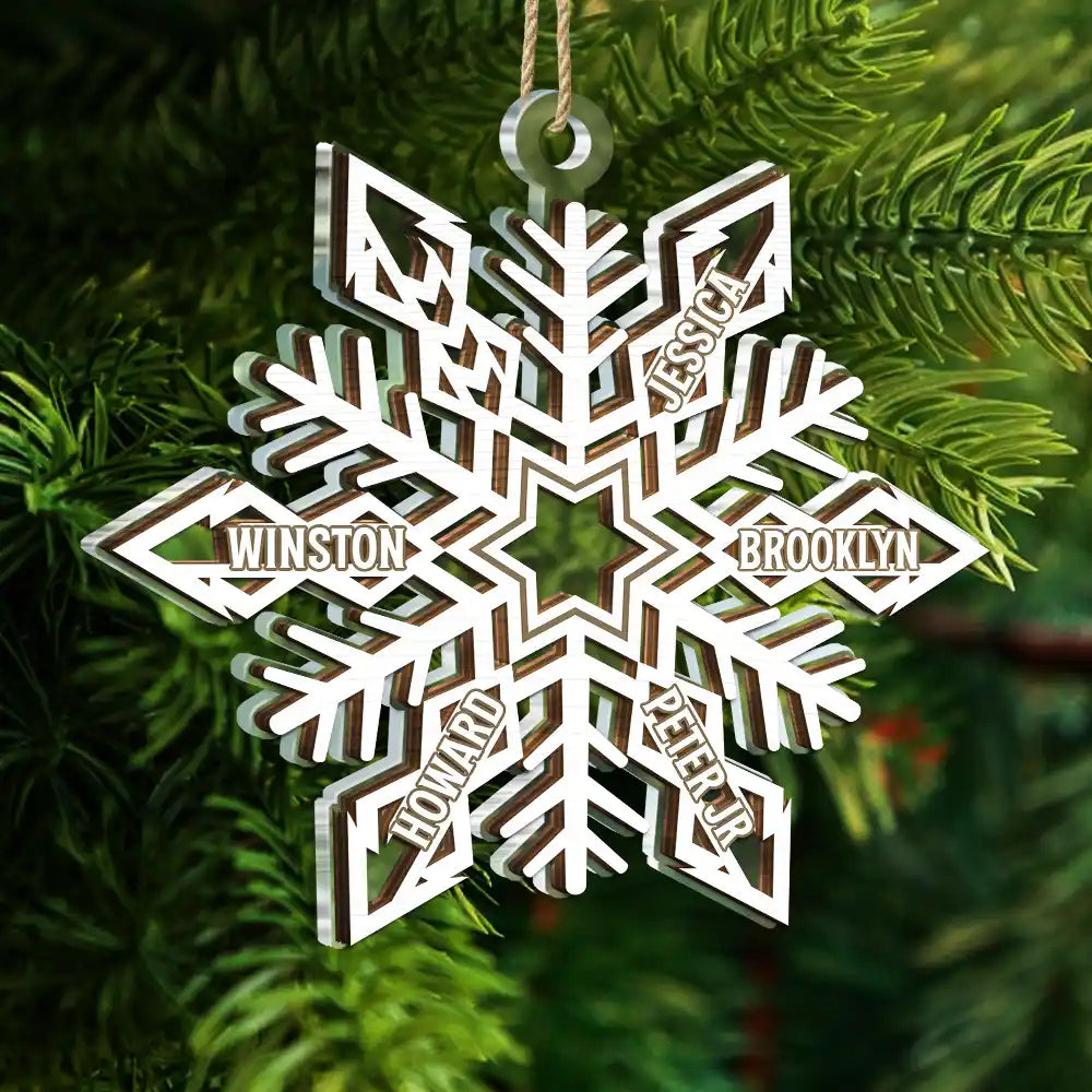 Snowflake Family Custom Names - Personalized 2-Layered Mix Ornament ORNA1210