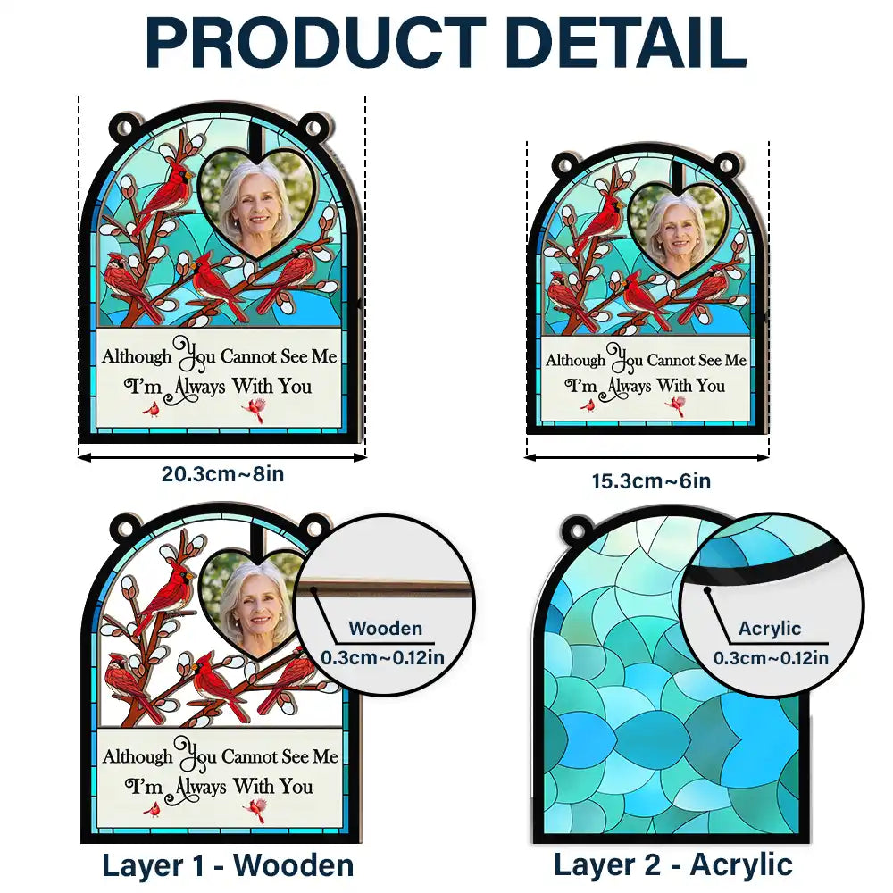 Custom Photo I'm Always With You Memorial Bird - Personalized Window Hanging Suncatcher Ornament ORNA1210