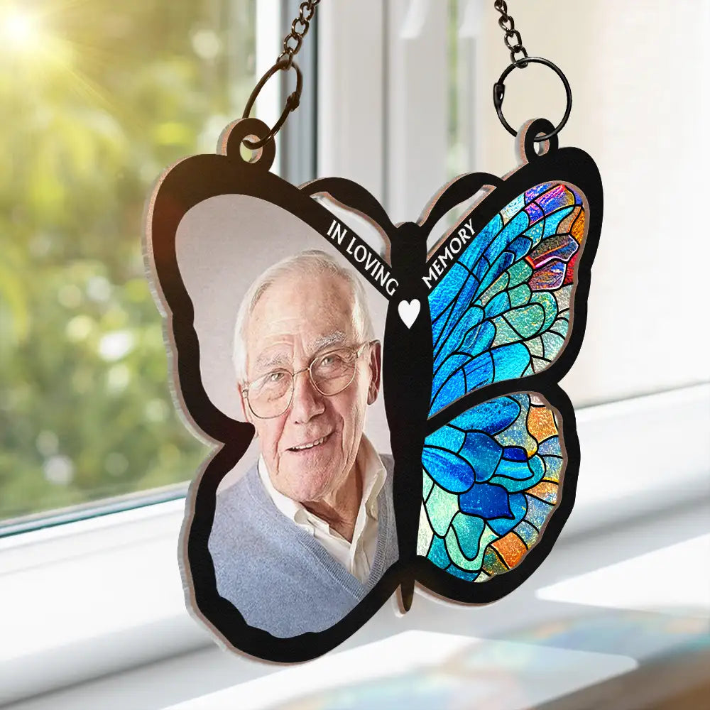 Custom Photo Although You Cannot See Me Memorial - Personalized Window Hanging Suncatcher Ornament ORNA1210