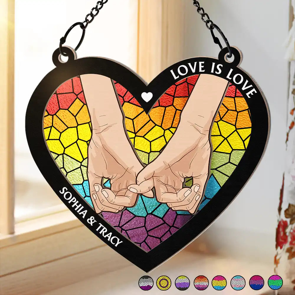 Love Is Love Pride - Personalized Window Hanging Suncatcher Ornament ORNA1210
