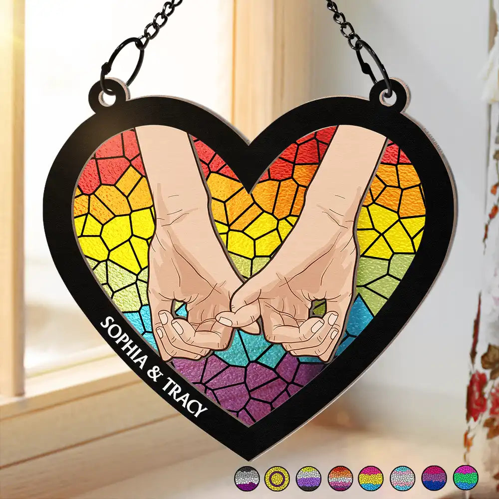 Pinky Promise Pride Couple - Personalized Window Hanging Suncatcher Ornament ORNA1210