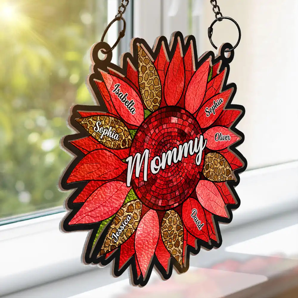 Nana Auntie Mom Family Sunflower - Personalized Window Hanging Suncatcher Ornament ORNA1210