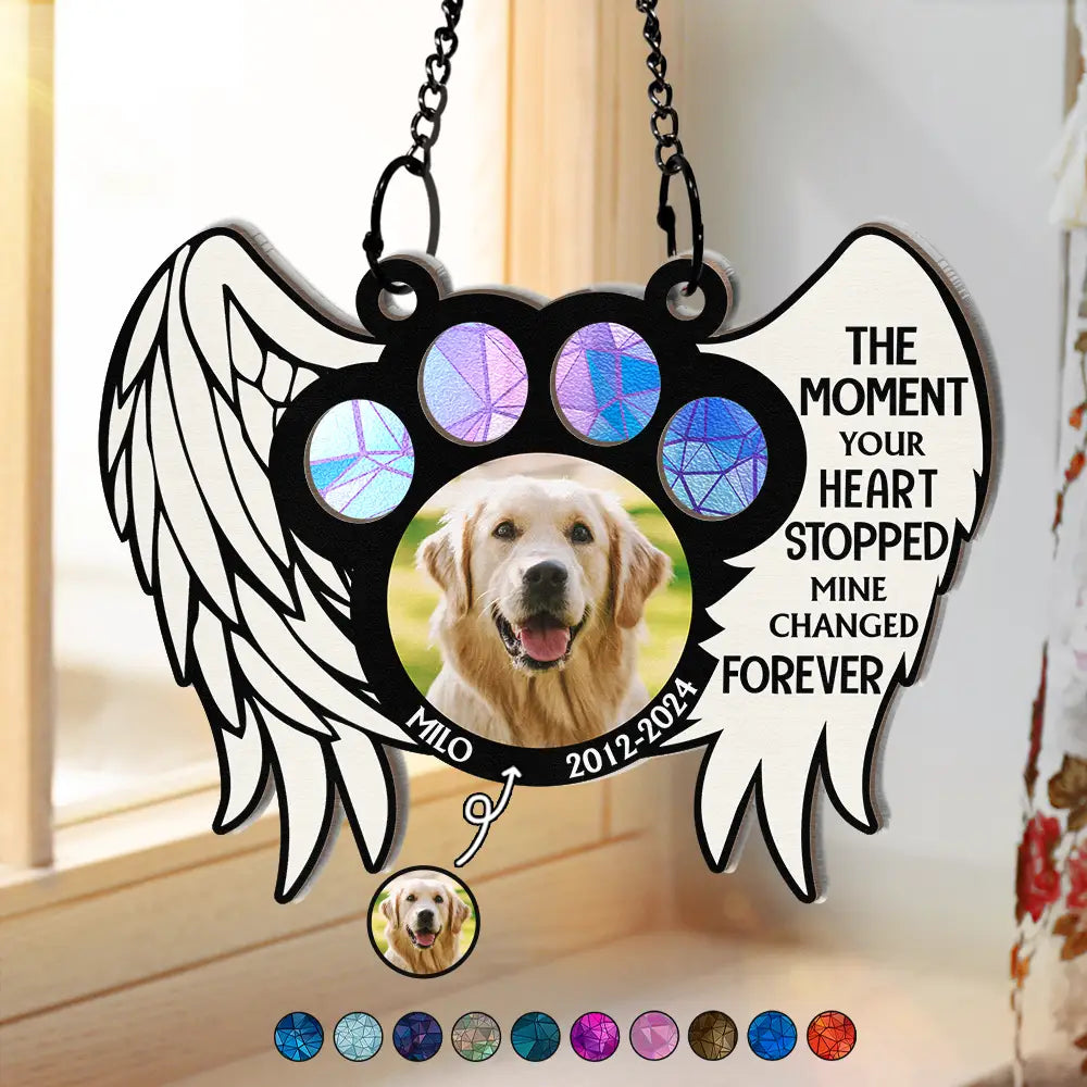 Custom Photo The Moment Your Heart Stopped Memorial - Personalized Window Hanging Suncatcher Ornament ORNA1210