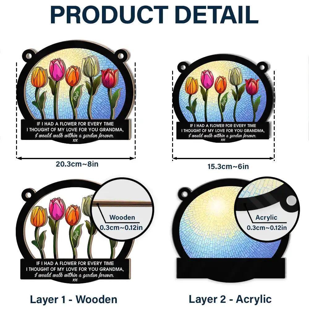 If We Had A Flower Mom Grandma - Personalized Window Hanging Suncatcher Ornament ORNA1210