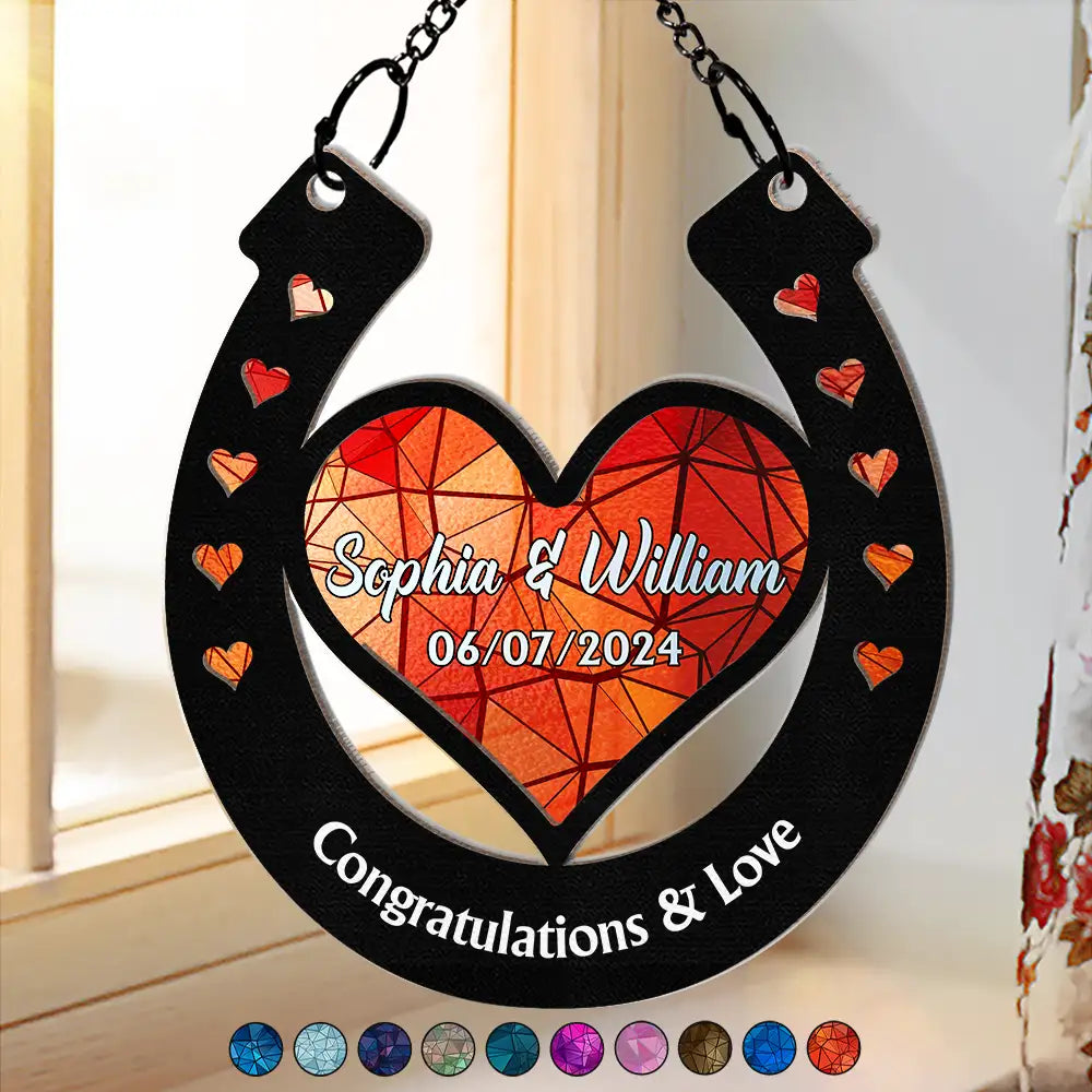 Good Luck Wedding Horseshoe - Personalized Window Hanging Suncatcher Ornament ORNA1210