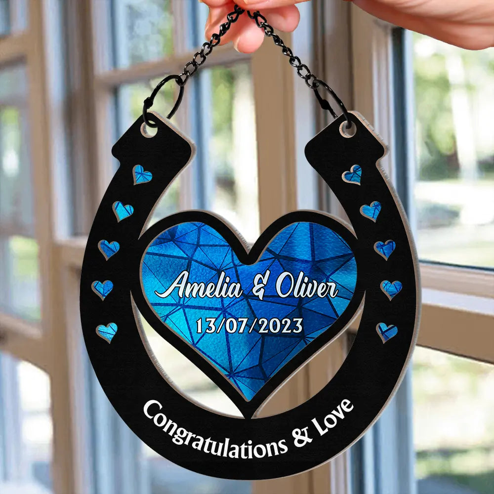 Good Luck Wedding Horseshoe - Personalized Window Hanging Suncatcher Ornament ORNA1210