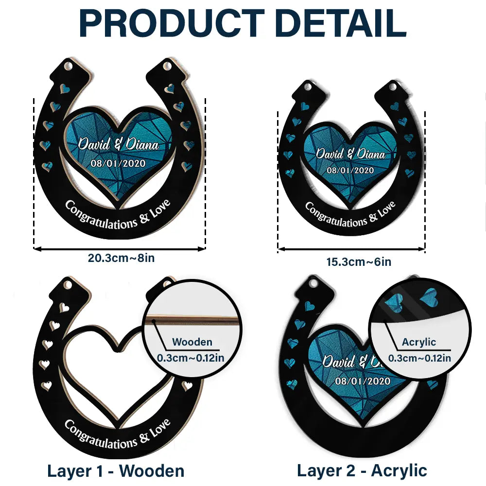 Good Luck Wedding Horseshoe - Personalized Window Hanging Suncatcher Ornament ORNA1210