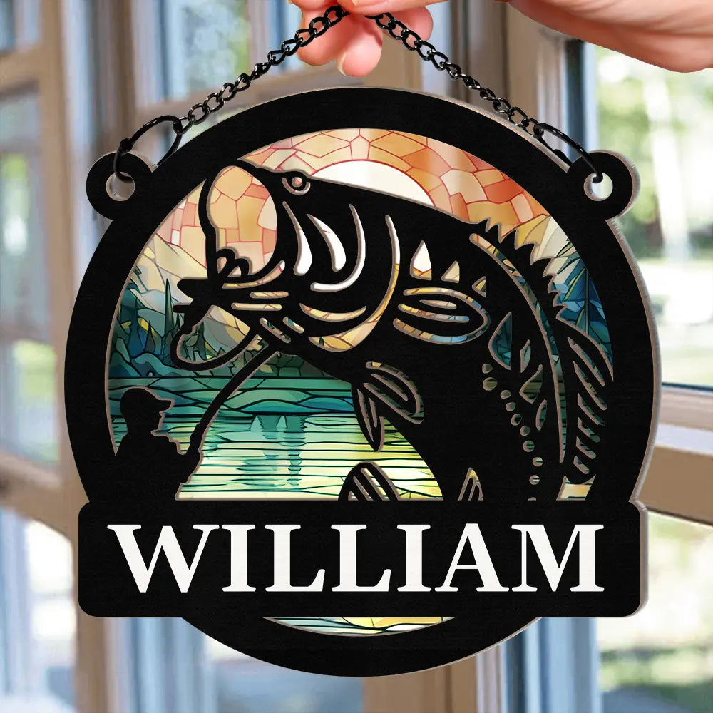 Bass Fishing - Personalized Window Hanging Suncatcher Ornament ORNA1210