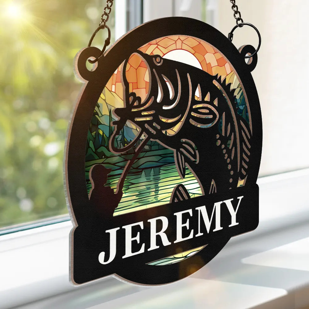 Bass Fishing - Personalized Window Hanging Suncatcher Ornament ORNA1210