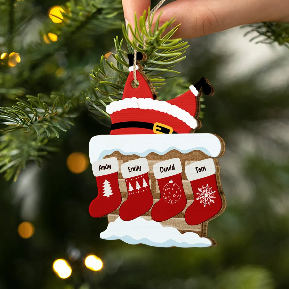 Nana Claus Papa Mama Daddy Christmas Stocking Family - Personalized Custom Shaped Wooden Ornament ORNA1210