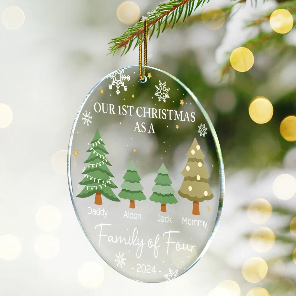 First Christmas As A Family Of Three - Personalized Circle Acrylic Ornament ORNA1210