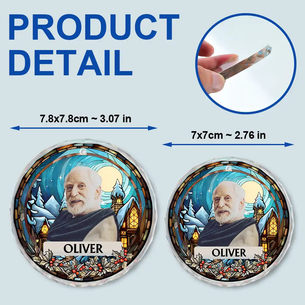 Custom Photo Christmas Memorial Family Dog Cat - Personalized Circle Glass Ornament ORNA1210