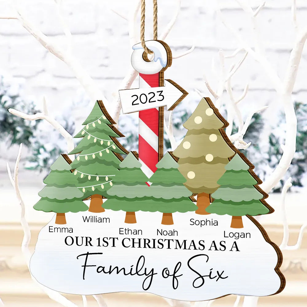 First Christmas As A Family Of Three - Personalized Wooden Cutout Ornament ORNA1210