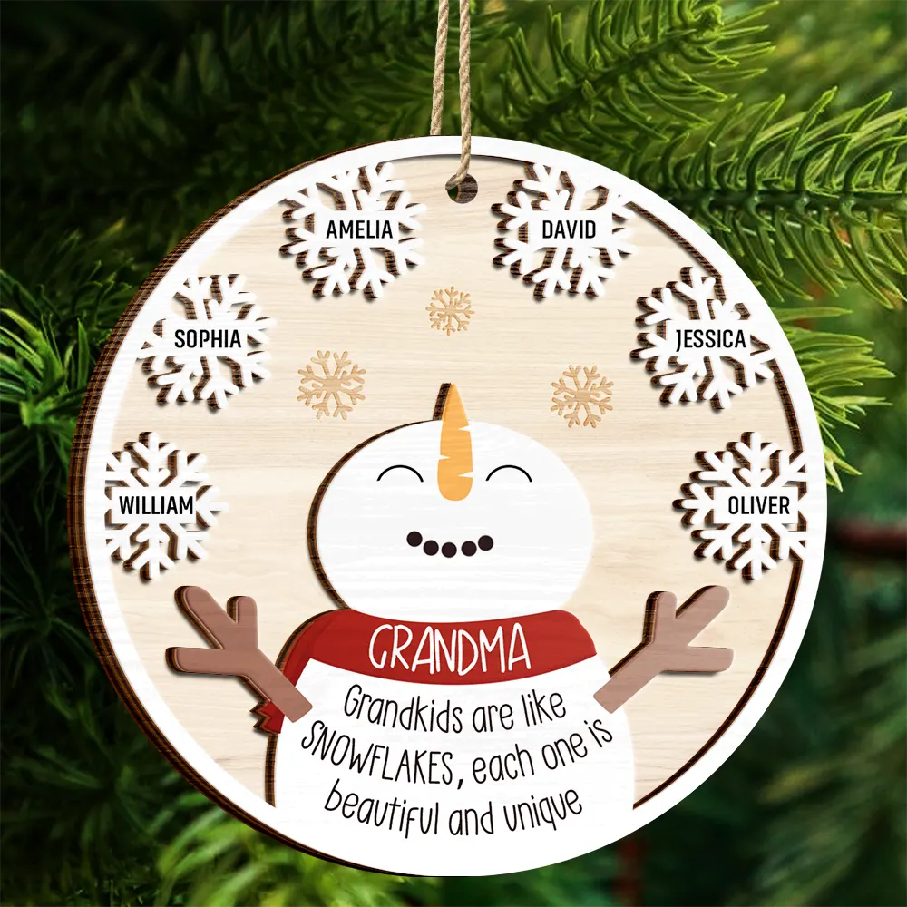 Grandkids Are Like Snowflakes Beautiful And Unique - Personalized 2-Layered Wooden Ornament ORNA1210