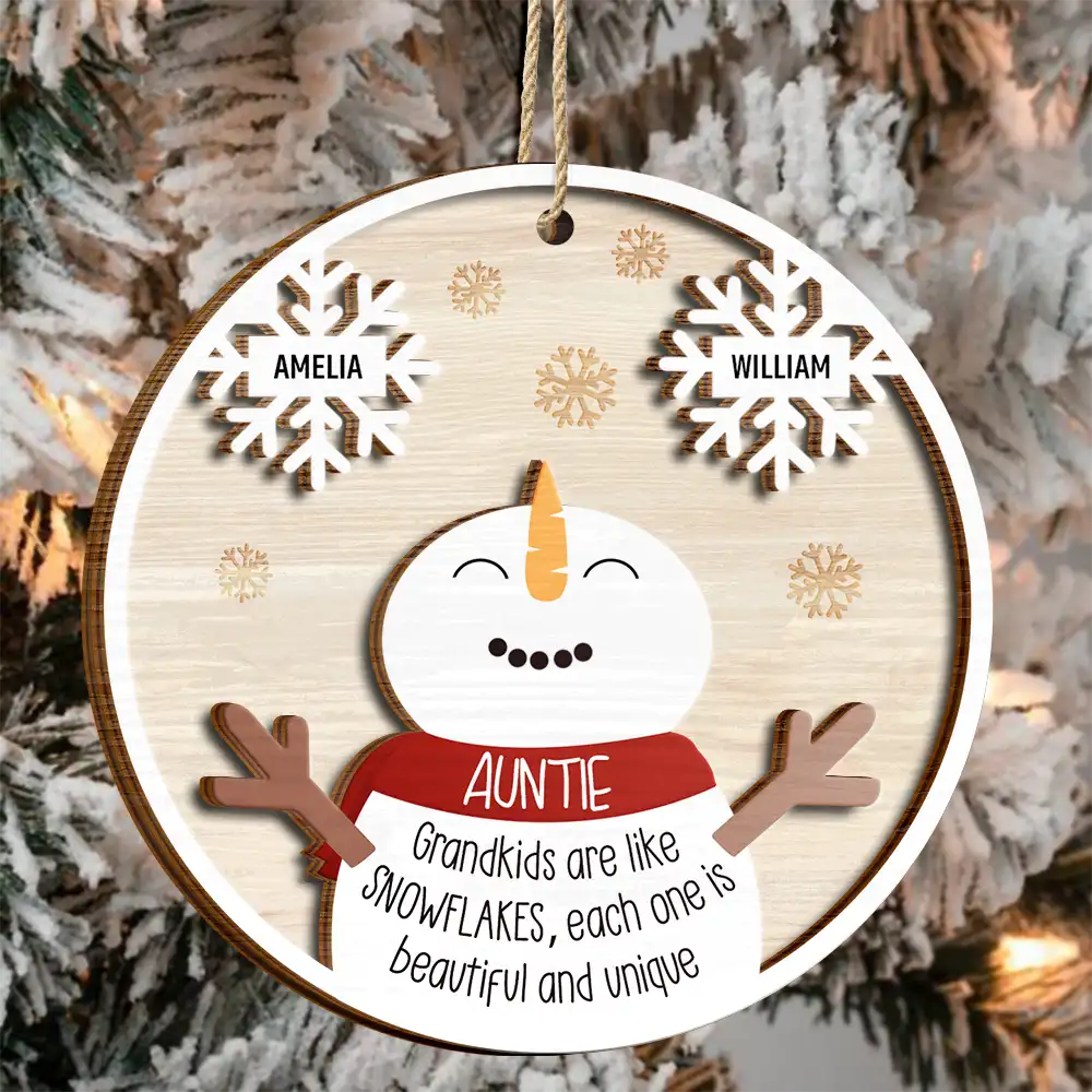 Grandkids Are Like Snowflakes Beautiful And Unique - Personalized 2-Layered Wooden Ornament ORNA1210