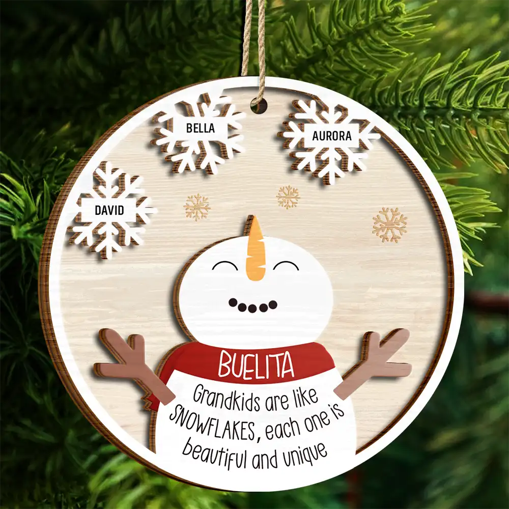 Grandkids Are Like Snowflakes Beautiful And Unique - Personalized 2-Layered Wooden Ornament ORNA1210