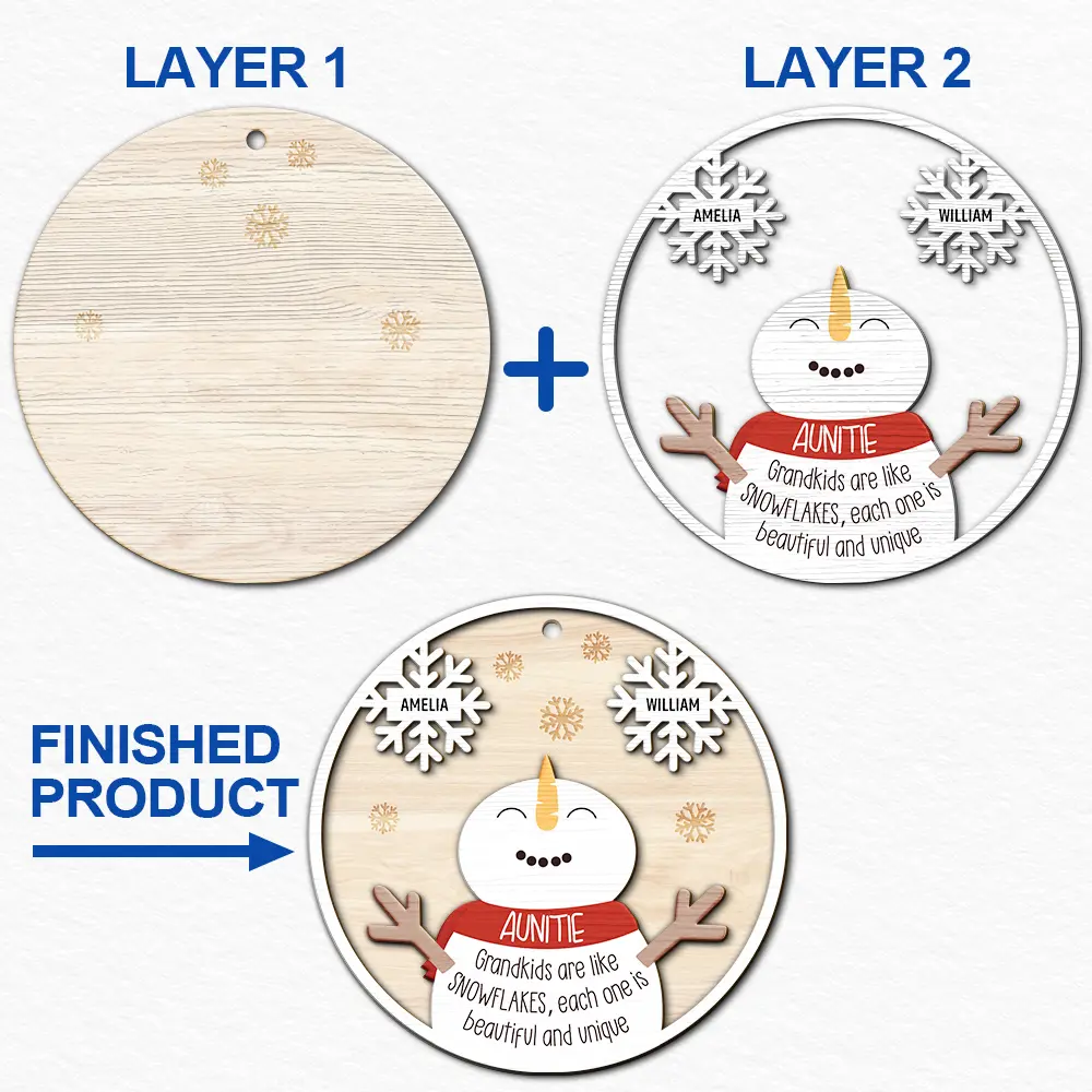 Grandkids Are Like Snowflakes Beautiful And Unique - Personalized 2-Layered Wooden Ornament ORNA1210