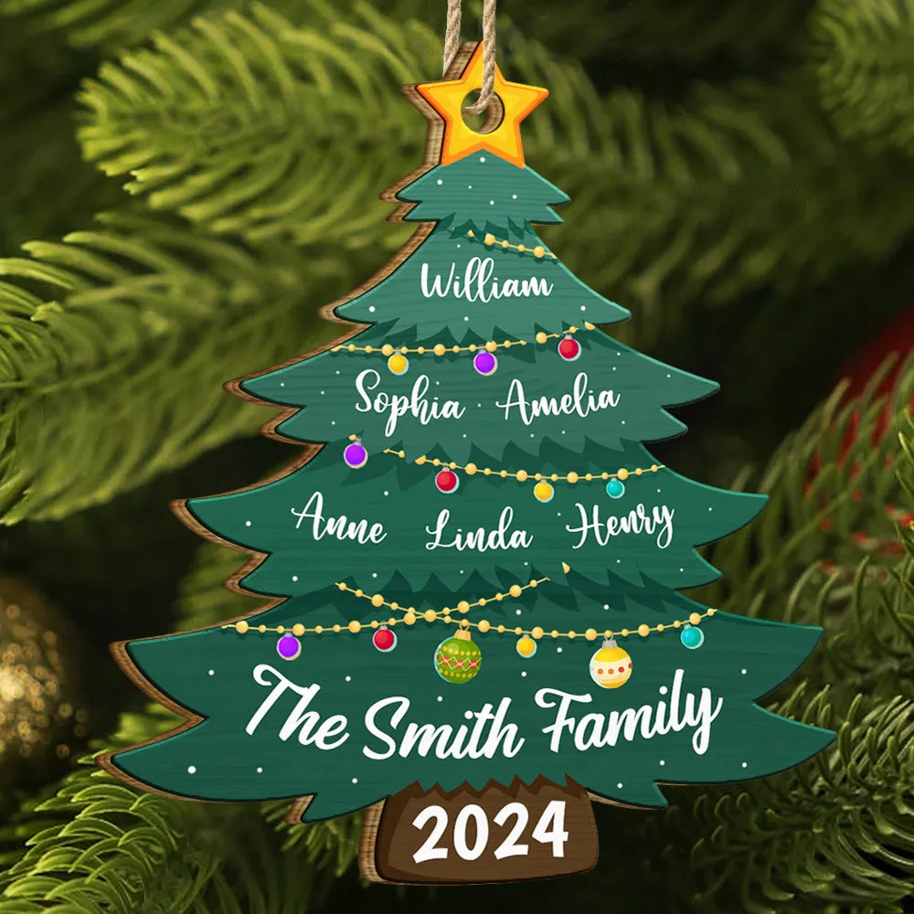 Christmas Tree Family - Personalized Custom Shaped Wooden Ornament ORNA1210