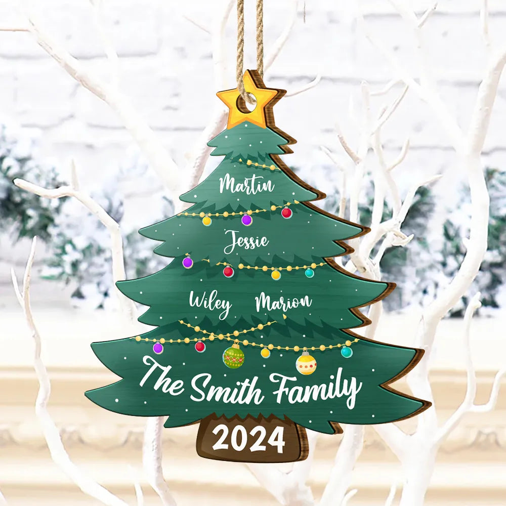 Christmas Tree Family - Personalized Custom Shaped Wooden Ornament ORNA1210