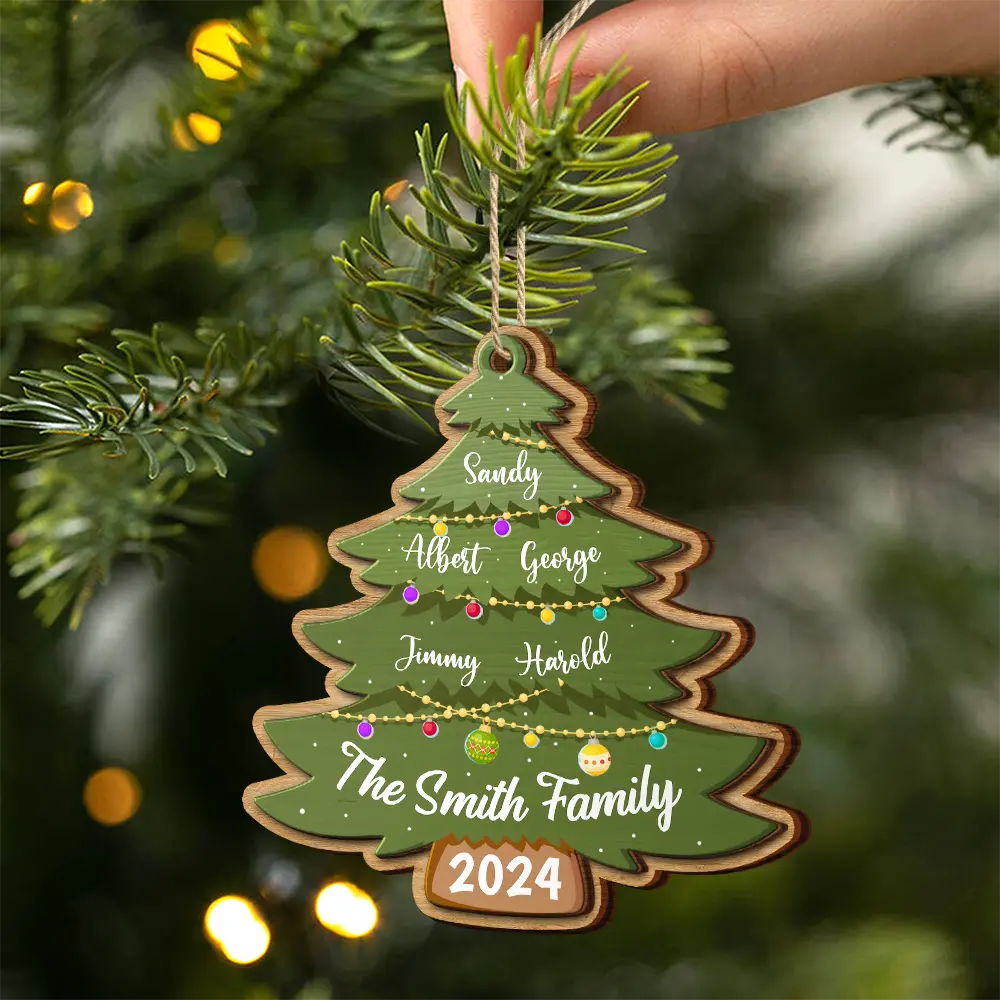 Christmas Tree Family - Personalized 2-Layered Wooden Ornament ORNA1210