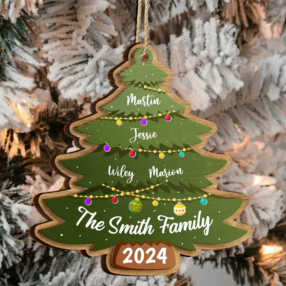 Christmas Tree Family - Personalized 2-Layered Wooden Ornament ORNA1210