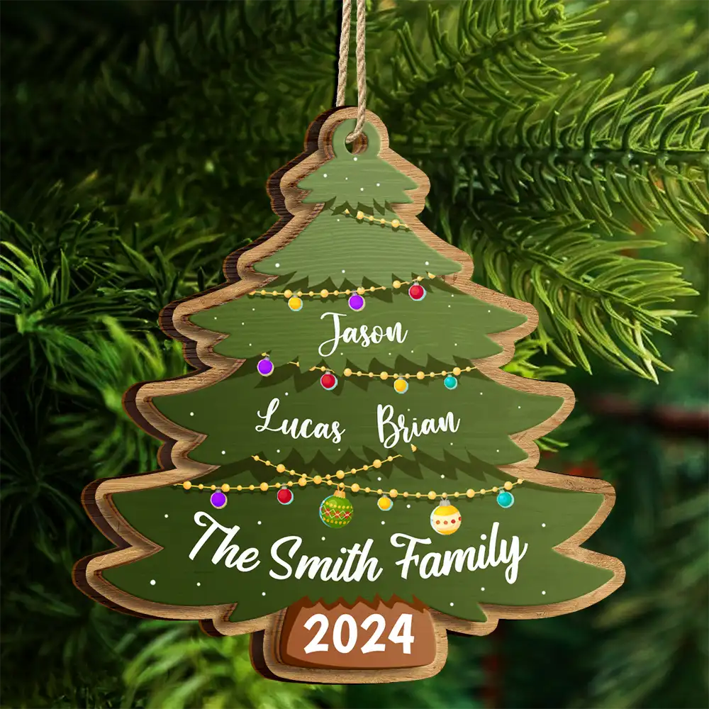 Christmas Tree Family - Personalized 2-Layered Wooden Ornament ORNA1210