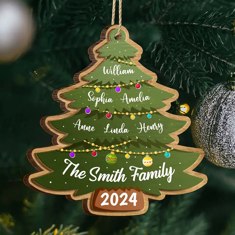 Christmas Tree Family - Personalized 2-Layered Wooden Ornament ORNA1210