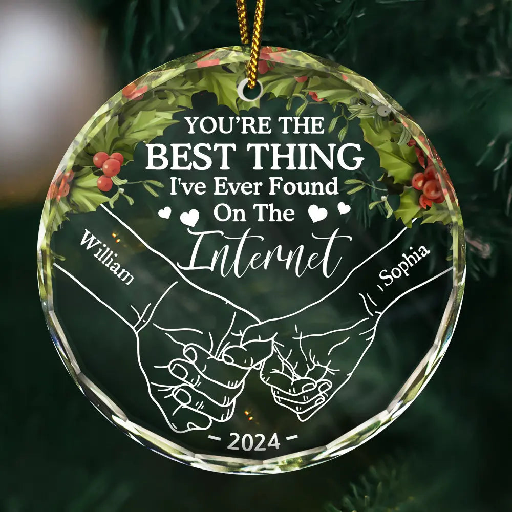 You're The Best Thing Holding Hands Couple - Personalized Circle Glass Ornament ORNA1210