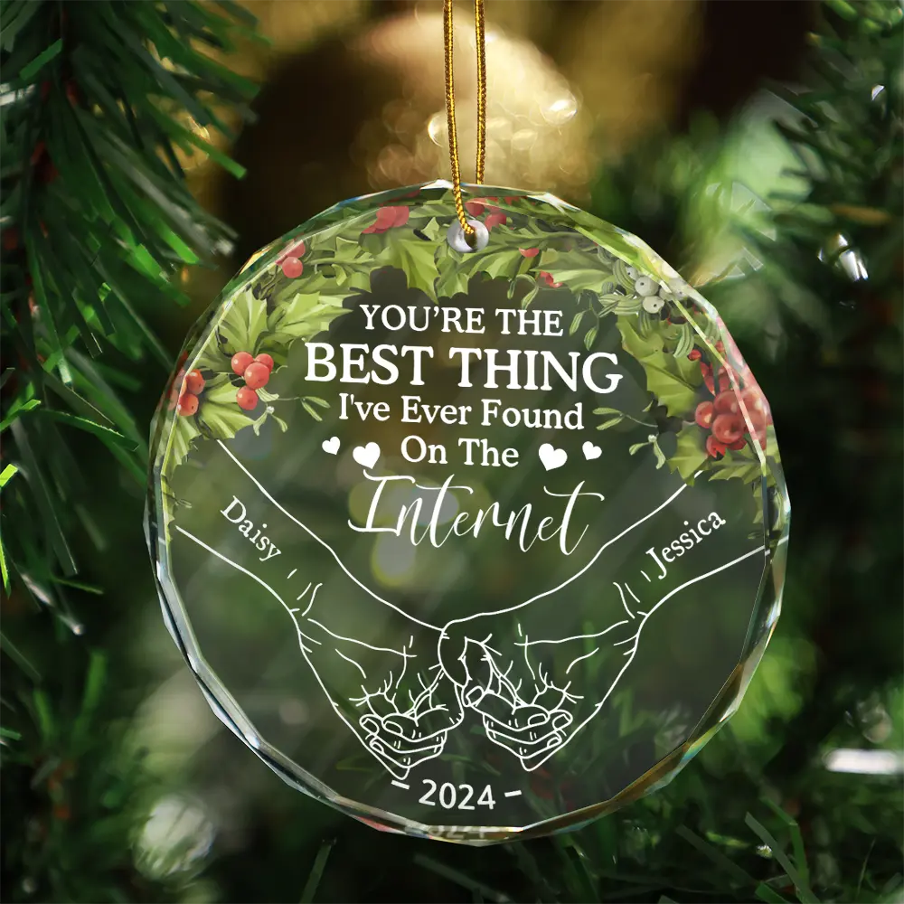 You're The Best Thing Holding Hands Couple - Personalized Circle Glass Ornament ORNA1210