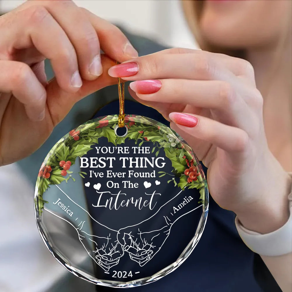 You're The Best Thing Holding Hands Couple - Personalized Circle Glass Ornament ORNA1210