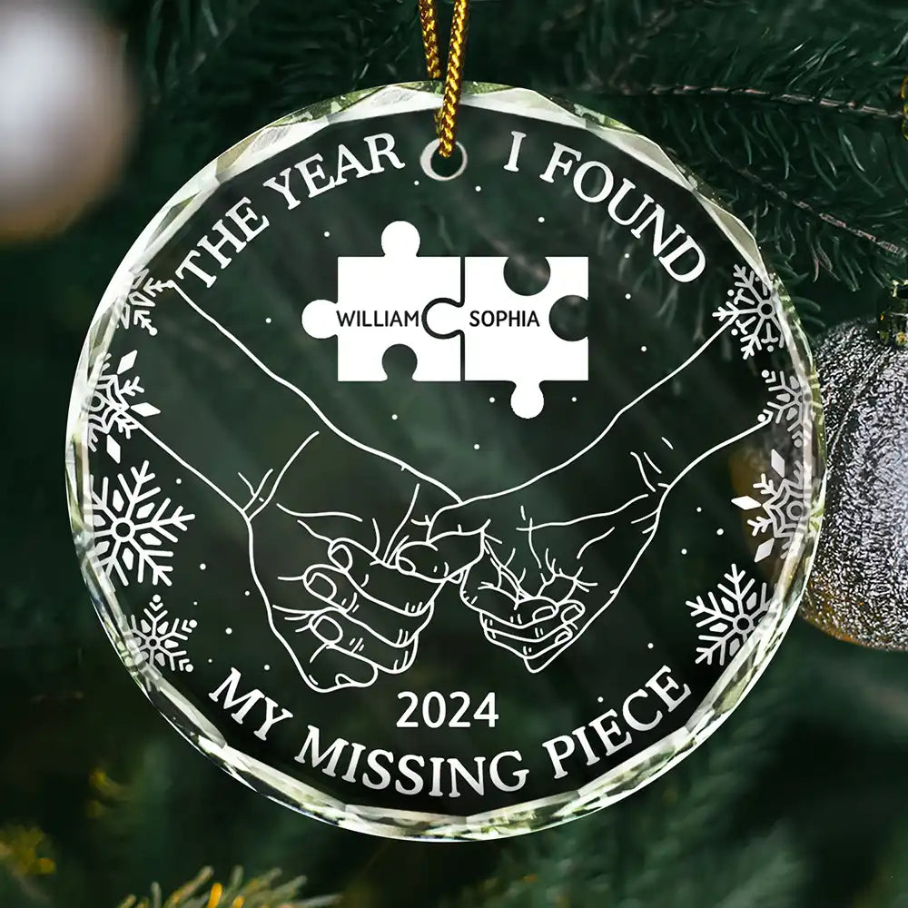 The Year I Found My Missing Piece Couples - Personalized Circle Glass Ornament ORNA1210