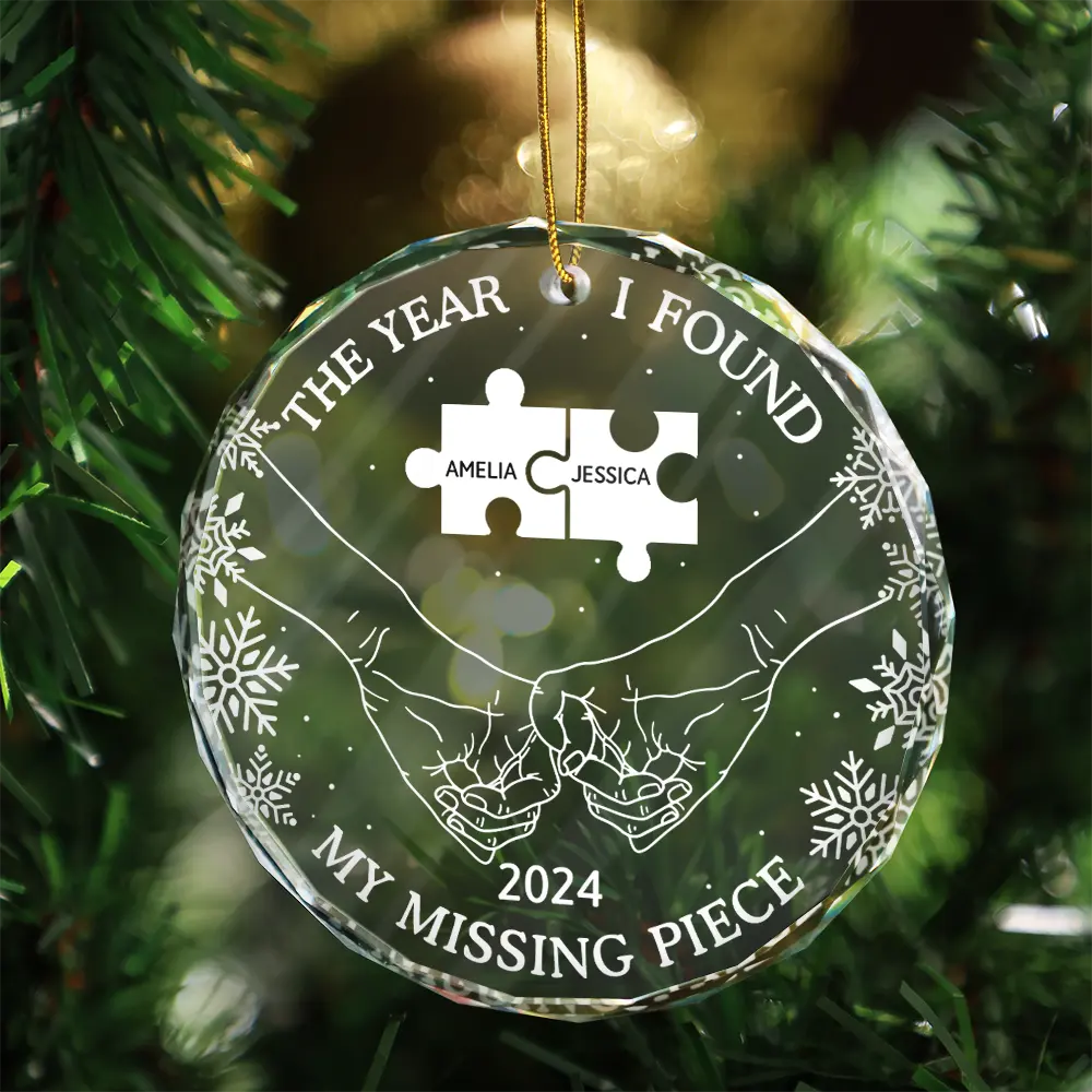 The Year I Found My Missing Piece Couples - Personalized Circle Glass Ornament ORNA1210