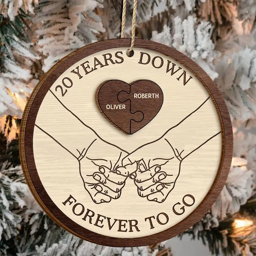 Forever To Go Christmas Couple - Personalized 2-Layered Wooden Ornament ORNA1210