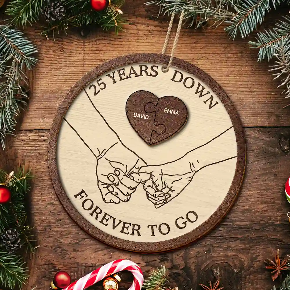 Forever To Go Christmas Couple - Personalized 2-Layered Wooden Ornament ORNA1210