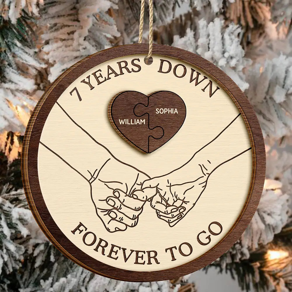 Forever To Go Christmas Couple - Personalized 2-Layered Wooden Ornament ORNA1210