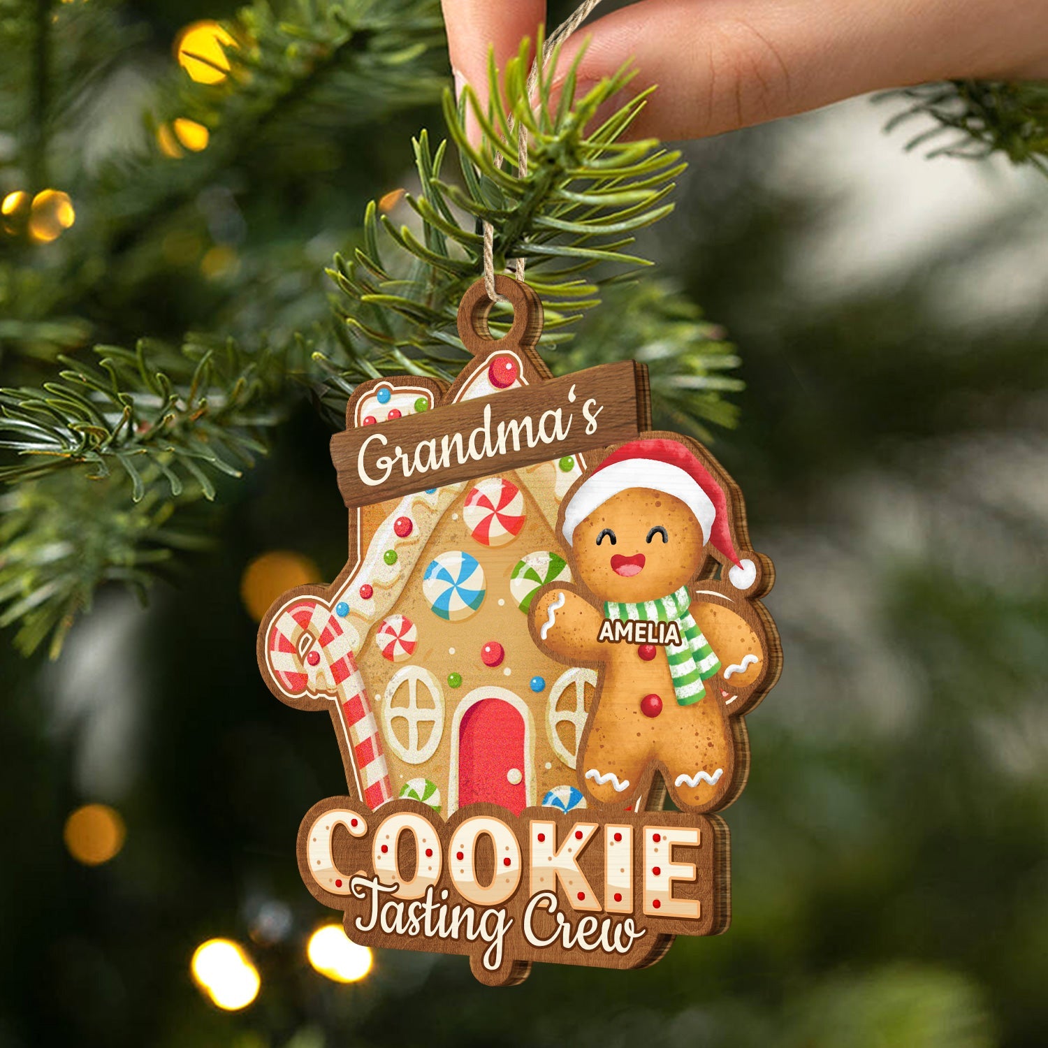 Grandma's Cookie Tasting Crew - Christmas, Loving Gift For Mom, Grandma, Grandparents, Family - Personalized Wooden Cutout Ornament ORNA1210