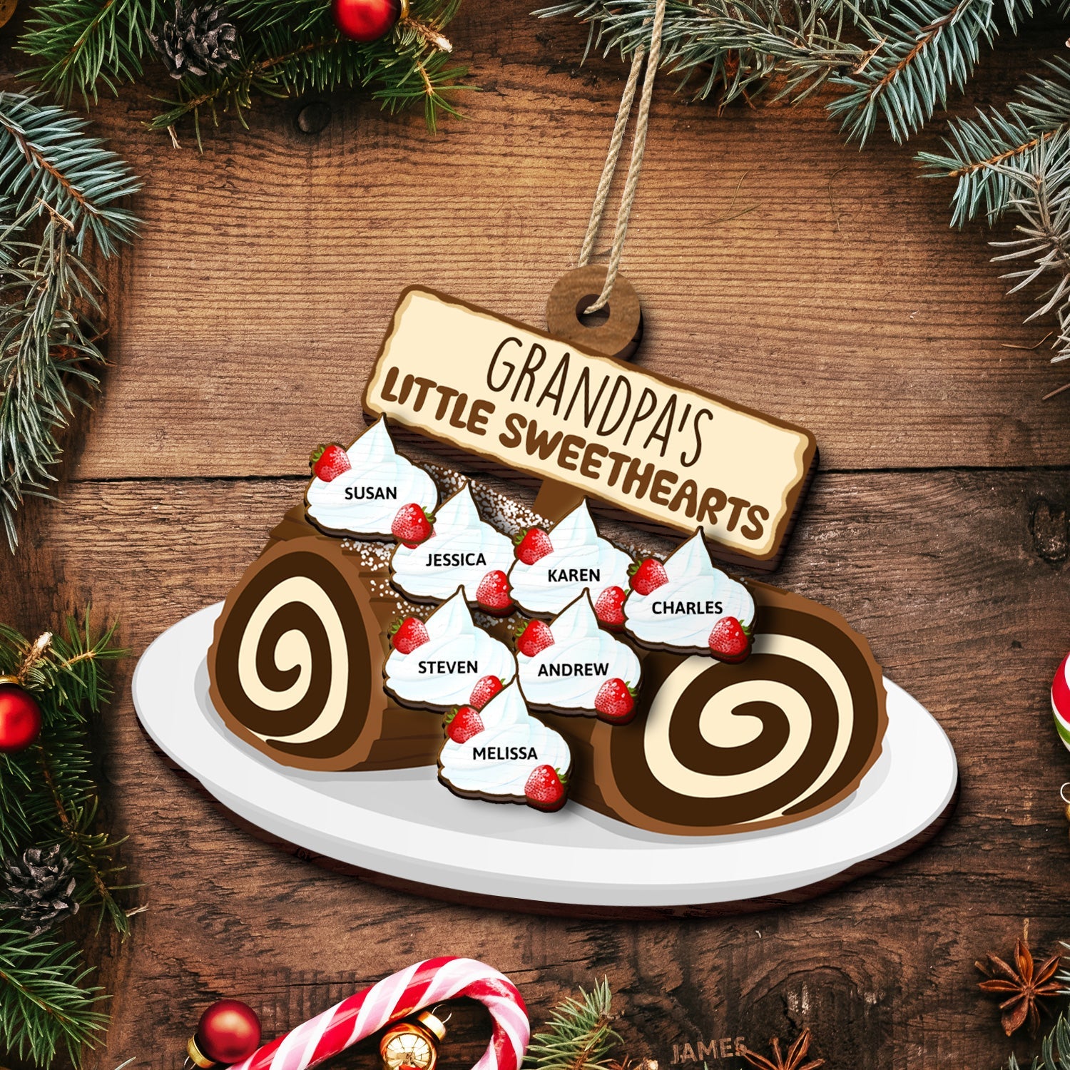 Grandma Grandpa Mom Dad Little Sweeties - Christmas Gift For Parents, Grandparents - Personalized 2-Layered Wooden Ornament ORNA1210