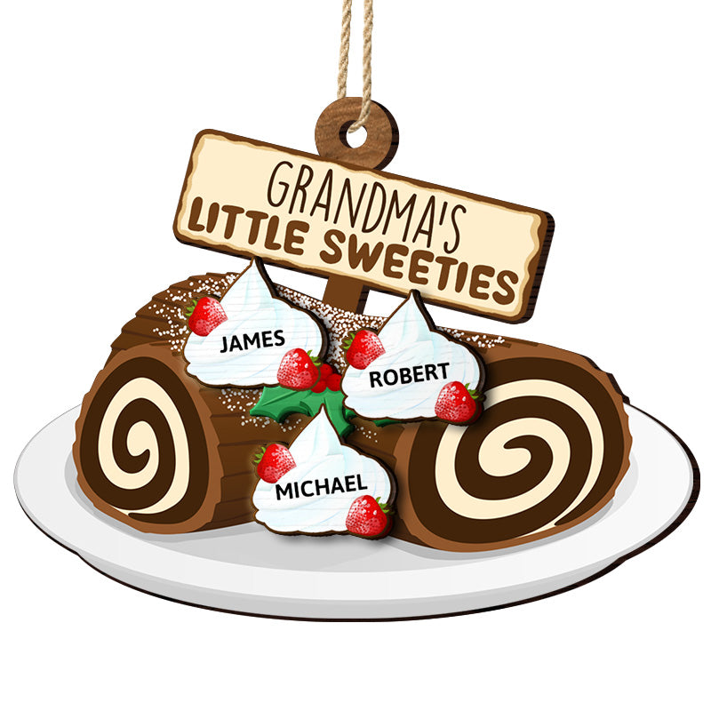 Grandma Grandpa Mom Dad Little Sweeties - Christmas Gift For Parents, Grandparents - Personalized 2-Layered Wooden Ornament ORNA1210