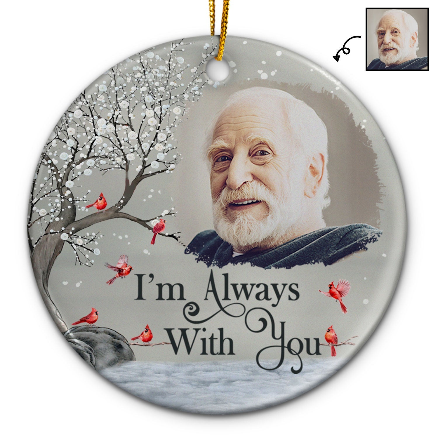 Custom Photo I'm Always With You - Christmas, Memorial Gift For Family, Friends - Personalized Circle Ceramic Ornament ORNA1210
