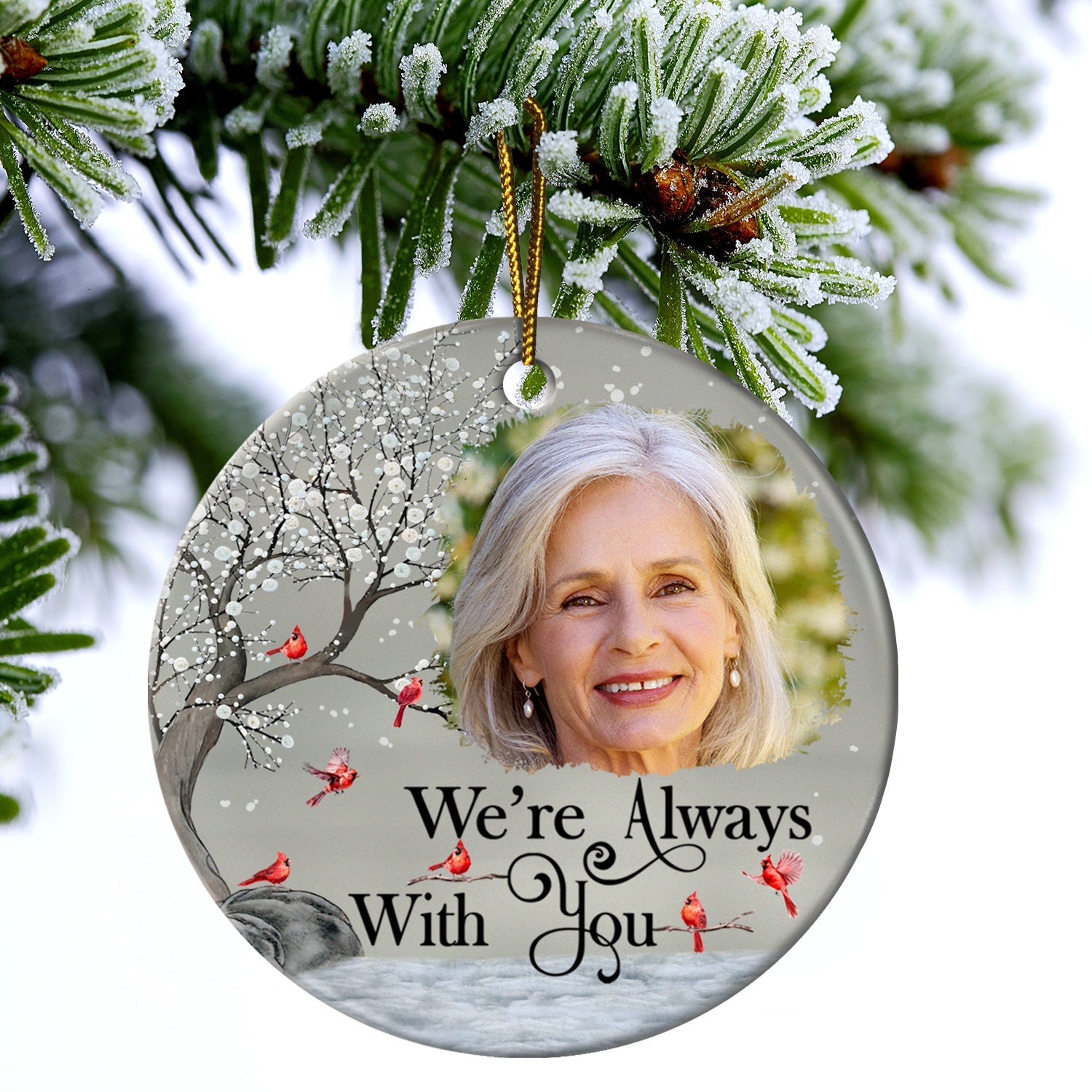 Custom Photo I'm Always With You - Christmas, Memorial Gift For Family, Friends - Personalized Circle Ceramic Ornament ORNA1210