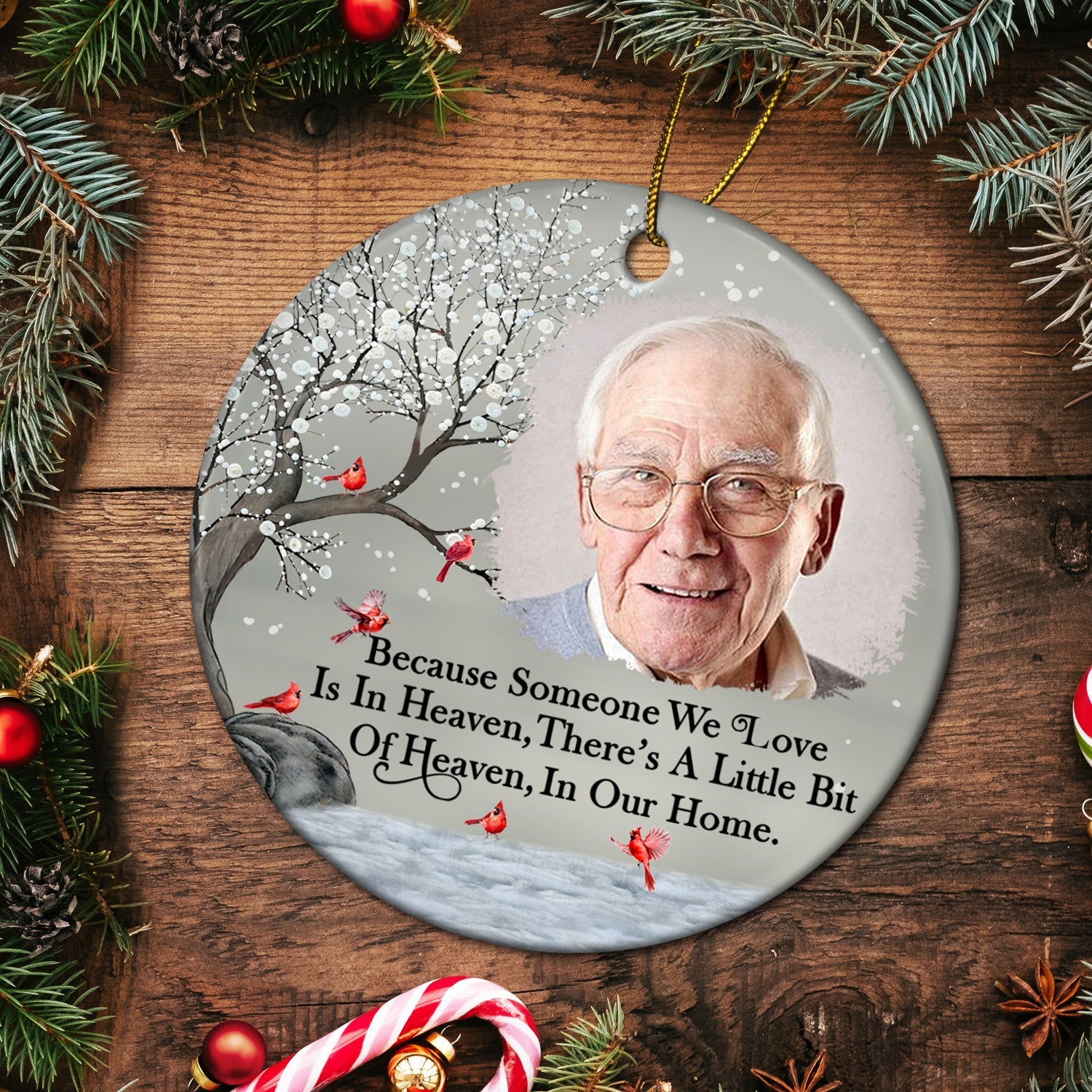 Custom Photo I'm Always With You - Christmas, Memorial Gift For Family, Friends - Personalized Circle Ceramic Ornament ORNA1210