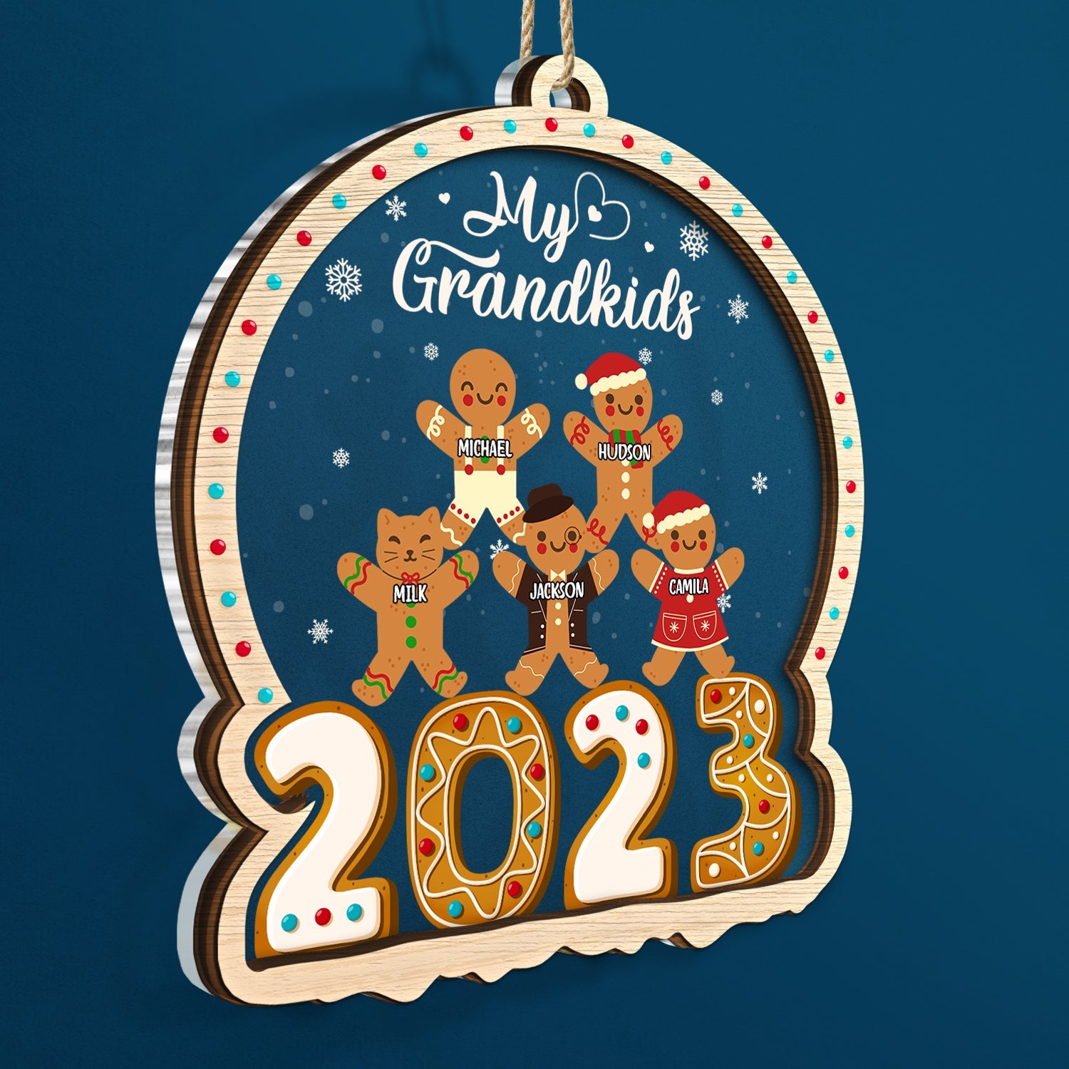 Gingerbread Cookies Our Grandkids - Christmas Gift For Grandma, Grandpa, Grandparents - Personalized 2-Layered Mix Ornament ORNA1210