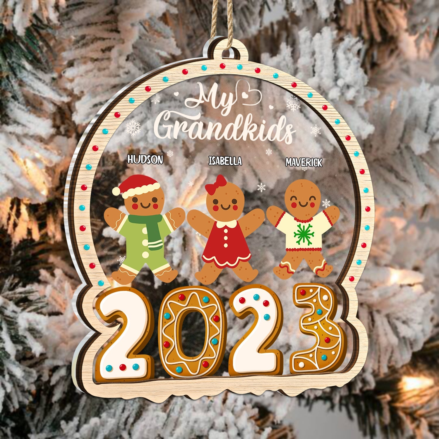 Gingerbread Cookies Our Grandkids - Christmas Gift For Grandma, Grandpa, Grandparents - Personalized 2-Layered Mix Ornament ORNA1210